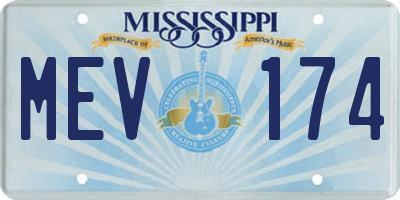 MS license plate MEV174