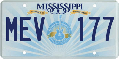 MS license plate MEV177