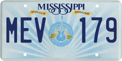 MS license plate MEV179