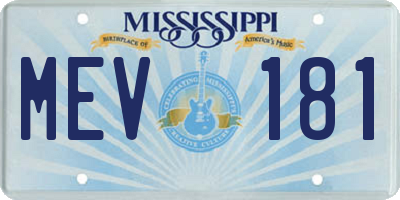 MS license plate MEV181