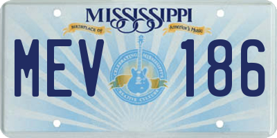 MS license plate MEV186