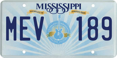MS license plate MEV189