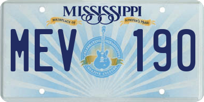 MS license plate MEV190