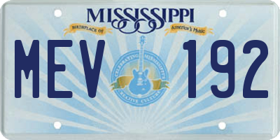 MS license plate MEV192