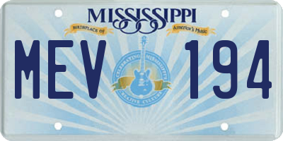 MS license plate MEV194
