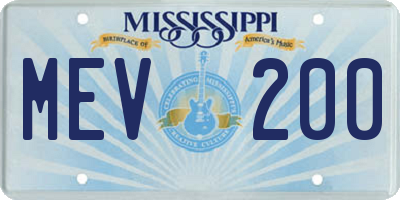 MS license plate MEV200