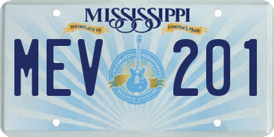MS license plate MEV201