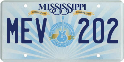 MS license plate MEV202