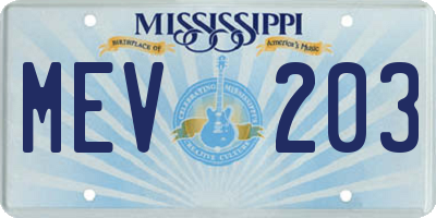 MS license plate MEV203