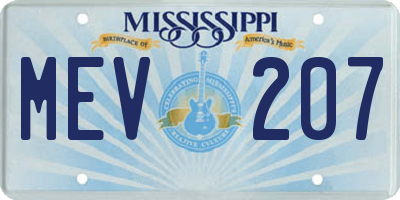 MS license plate MEV207