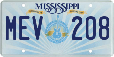 MS license plate MEV208