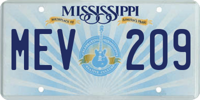 MS license plate MEV209