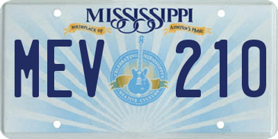 MS license plate MEV210