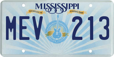 MS license plate MEV213
