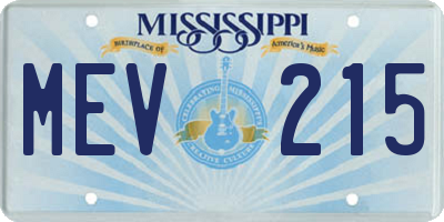 MS license plate MEV215