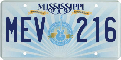 MS license plate MEV216