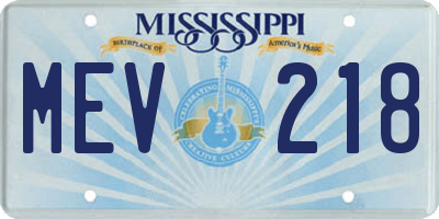 MS license plate MEV218