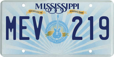 MS license plate MEV219