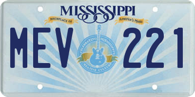 MS license plate MEV221
