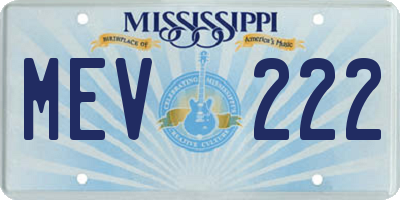 MS license plate MEV222