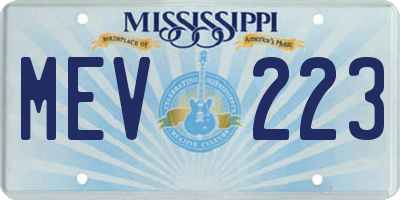 MS license plate MEV223
