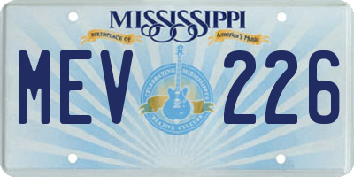 MS license plate MEV226