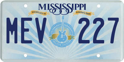MS license plate MEV227