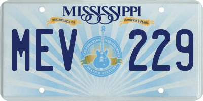 MS license plate MEV229