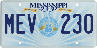 MS license plate MEV230