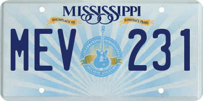 MS license plate MEV231