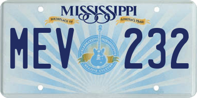 MS license plate MEV232