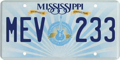 MS license plate MEV233