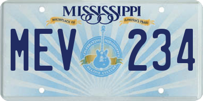 MS license plate MEV234
