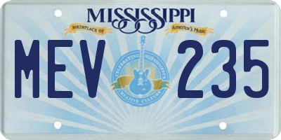 MS license plate MEV235