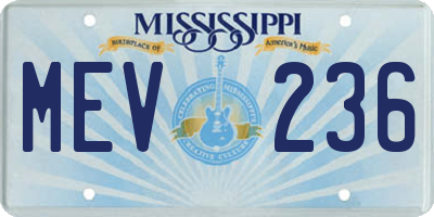 MS license plate MEV236