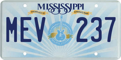 MS license plate MEV237