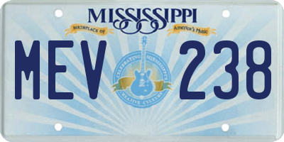 MS license plate MEV238