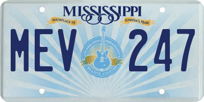 MS license plate MEV247