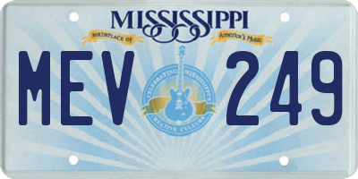 MS license plate MEV249