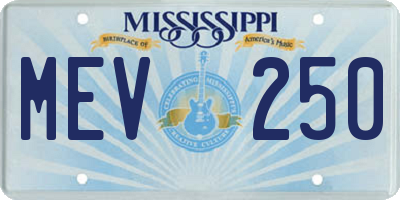 MS license plate MEV250