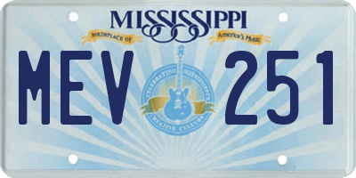 MS license plate MEV251
