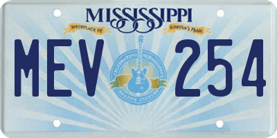 MS license plate MEV254
