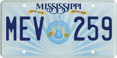 MS license plate MEV259