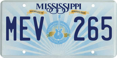 MS license plate MEV265