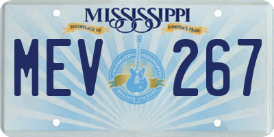 MS license plate MEV267