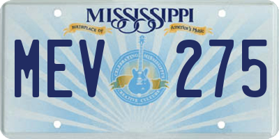 MS license plate MEV275