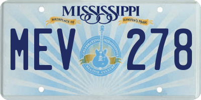 MS license plate MEV278