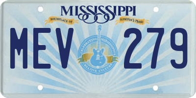 MS license plate MEV279