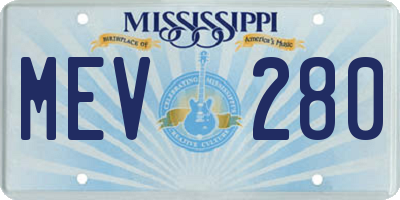 MS license plate MEV280