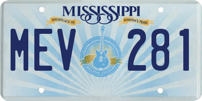 MS license plate MEV281
